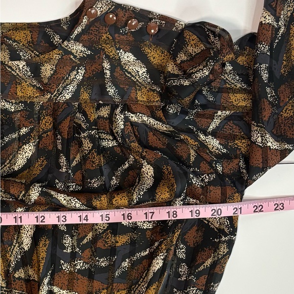 Vintage 80’s Sheer Silky Stripe See-through‎ Abstract Art Print Blouse - Picture 9 of 13